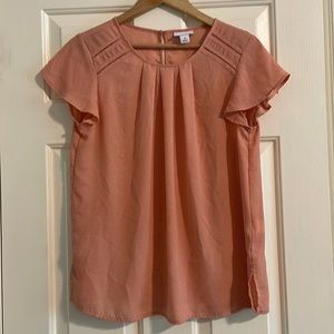 Liz Claiborne Blouse Peach with White Dots
